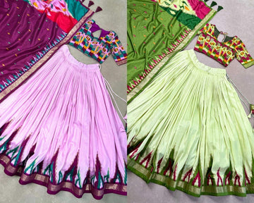 Printed Foil Print Semi-Stitched Lehenga & Unstitched Blouse With Dupatta