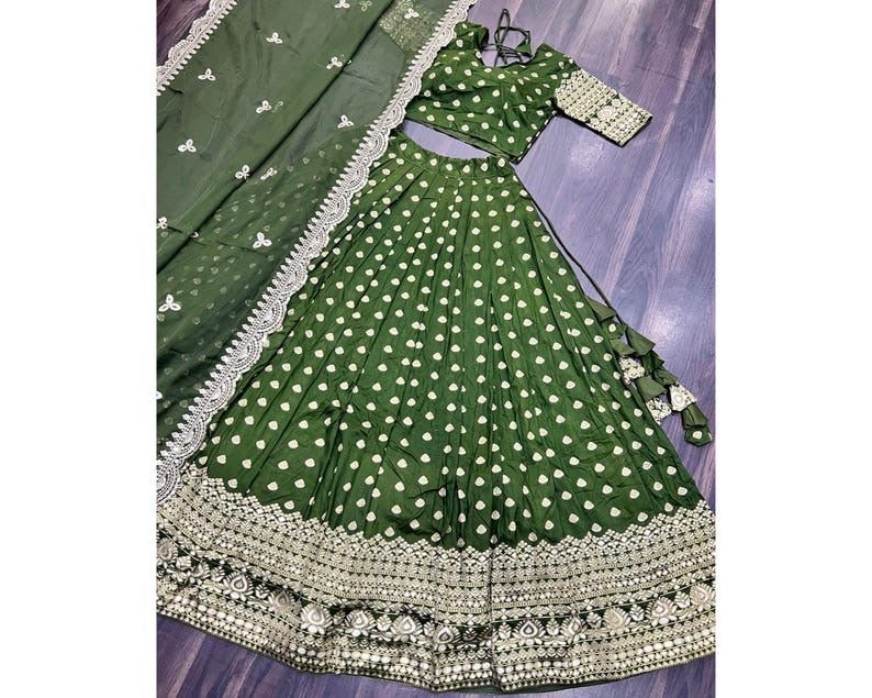 Green Georgette Embroidery Work Party Wear Lehenga Choli