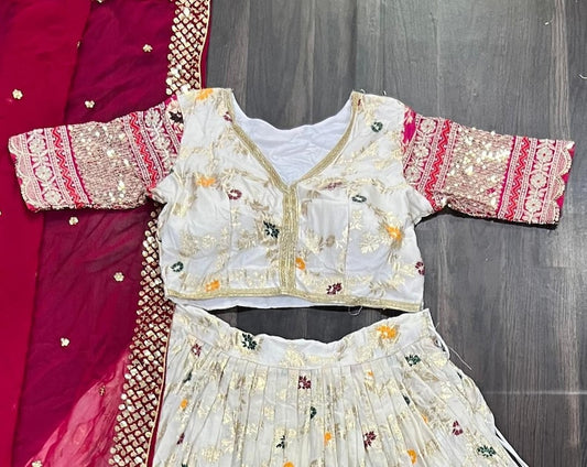 Red Color Viscose Jacquard Lehenga Choli