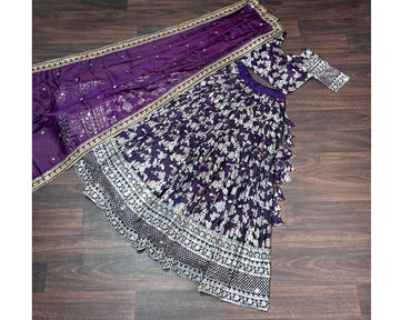 Purple Color Georgette And Thread With Sequnce Work Party Wear Collection Special Lehenga Choli Set