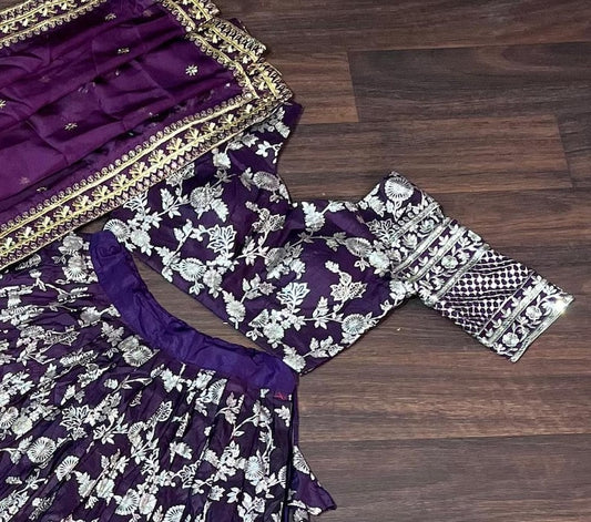 Purple Color Georgette And Thread With Sequnce Work Party Wear Collection Special Lehenga Choli Set