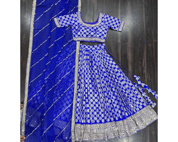 VELVET LEHENGA CHOLI WITH VELVET BLOUS & NET DUPTA