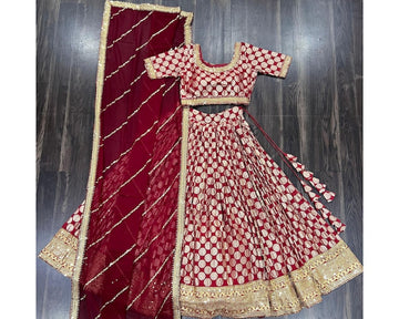 VELVET LEHENGA CHOLI WITH VELVET BLOUS & NET DUPTA