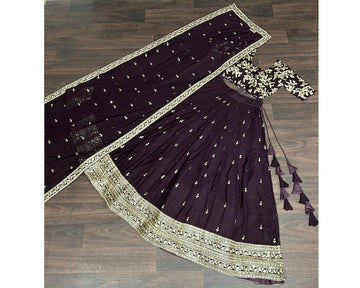 VELVET LEHENGA CHOLI WITH VELVET BLOUS & NET DUPTA