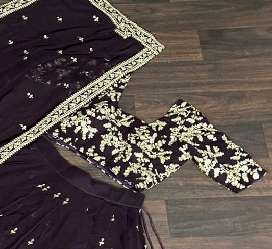 VELVET LEHENGA CHOLI WITH VELVET BLOUS & NET DUPTA
