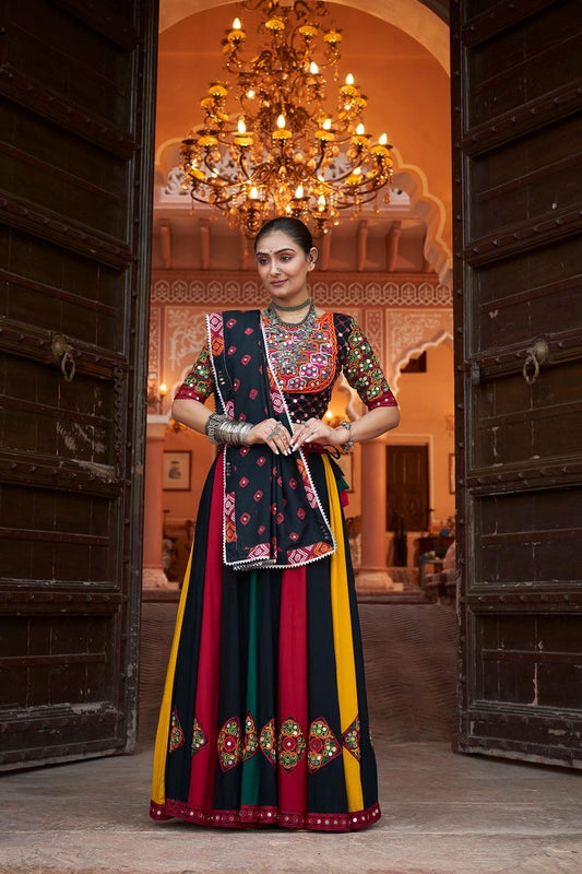 Navratri Special Designer Lehenga With Embroidery and Mirror Work Style for Gujarati Garba and Musical Event of Wedding lehenga for girl
