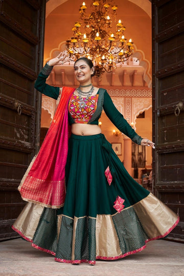 Navratri Special Designer Lehenga With Embroidery and Mirror Work Style for Gujarati Garba and Musical Event of Wedding lehenga for girl