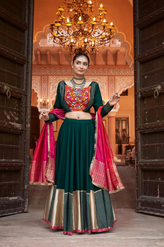 Navratri Special Designer Lehenga With Embroidery and Mirror Work Style for Gujarati Garba and Musical Event of Wedding lehenga for girl