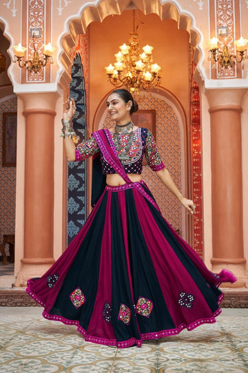 Navratri Special Designer Lehenga With Embroidery and Mirror Work Style for Gujarati Garba and Musical Event of Wedding lehenga for girl