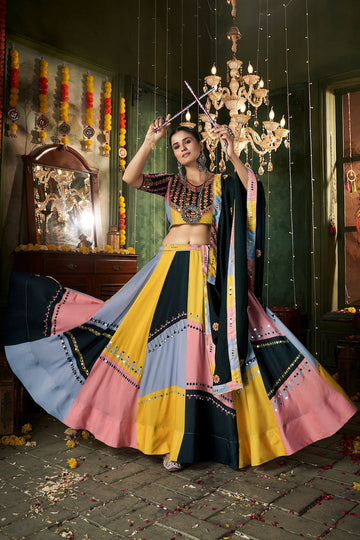 Navratri Special Designer Lehenga With Embroidery and Mirror Work Style for Gujarati Garba and Musical Event of Wedding lehenga for girl