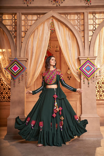 FOX GORGETTE WITH JACKET MULTI COLOR EMBROIDERY WORK LAHENGHA CHOLI