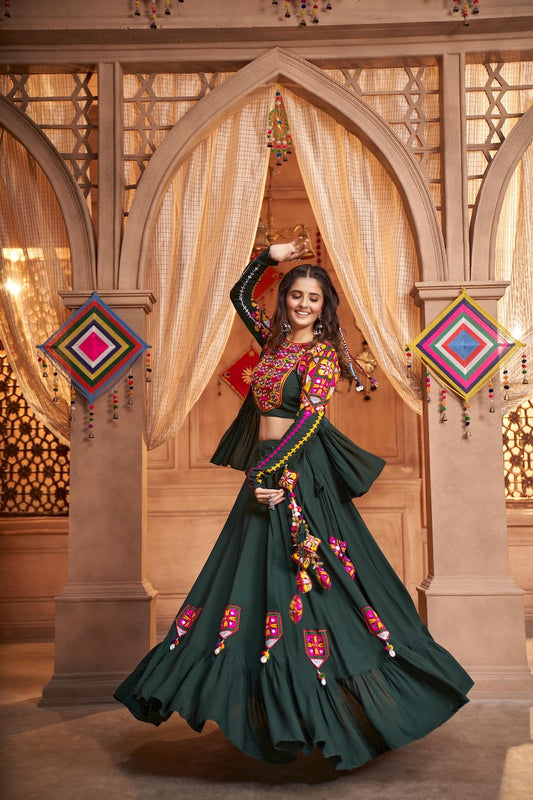 FOX GORGETTE WITH JACKET MULTI COLOR EMBROIDERY WORK LAHENGHA CHOLI