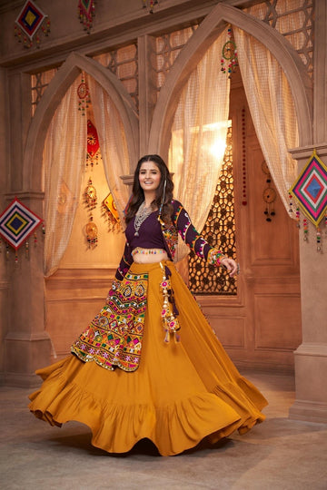 Latest Gujarati Pearl White Navaratri Wear Lehenga Choli