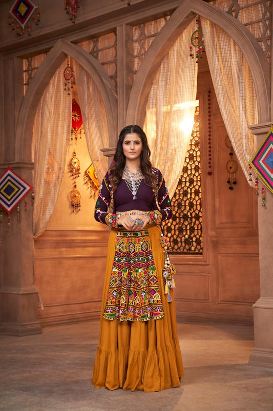 Latest Gujarati Pearl White Navaratri Wear Lehenga Choli