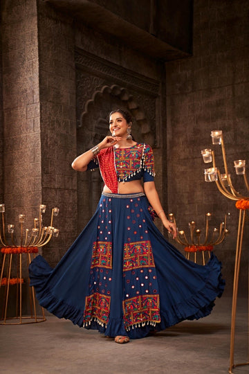 Latest Gujarati Pearl White Navaratri Wear Lehenga Choli