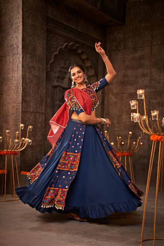 Latest Gujarati Pearl White Navaratri Wear Lehenga Choli