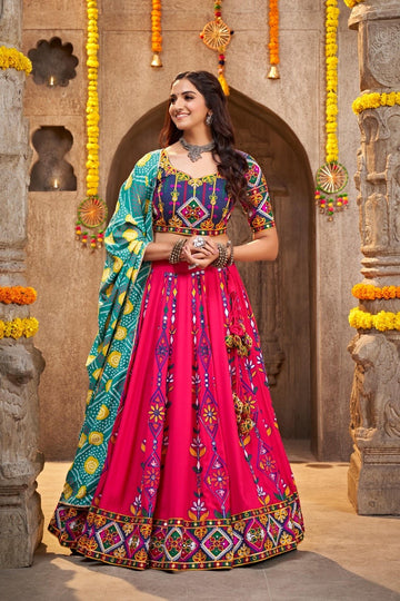 Women's Gujrati Style Lahenga Choli Chaniya Choli With Dupatta For Womens and Girls