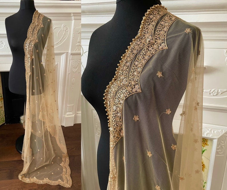 Shre Angel (Mirror) Grey Color with Three Layer Mirror on border Net Dupatta