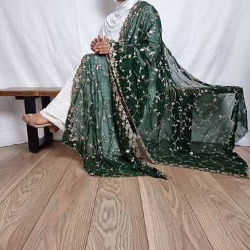 Gold net mirror work (sitara) dupattas for woman / net sequinnce mirror dupattas for woman and girls / party wear mirror dupattas / net sitara dupattas pack of 1pcs
