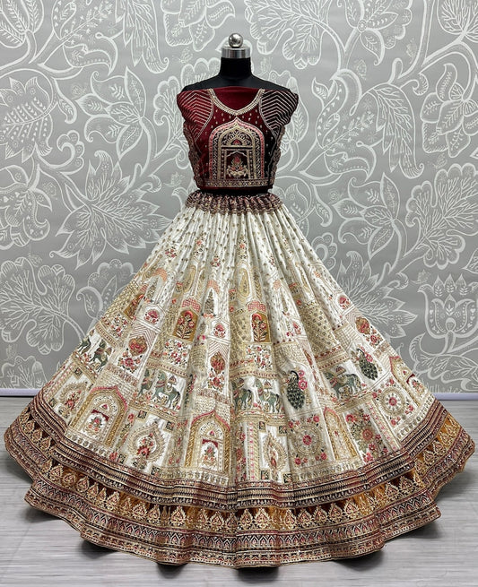 Bridal lehenga choli for party and reception With Multi Thread Work, Sequence work, Dori Work, Zircon Diamond
