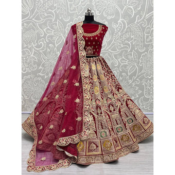 embroidered exclusive bridal Purple lehenga choli