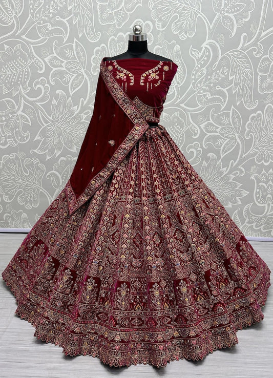 embroidered exclusive bridal Purple lehenga choli