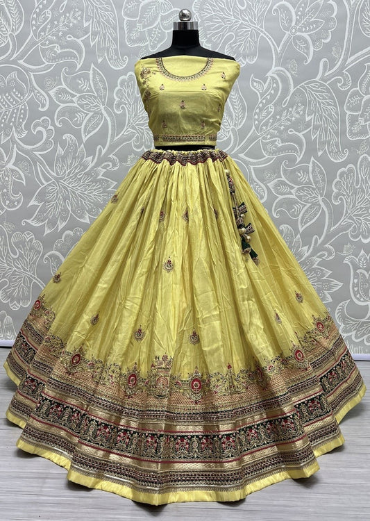 Embroidered Round Neck Silk Women's Lehenga Choli Set