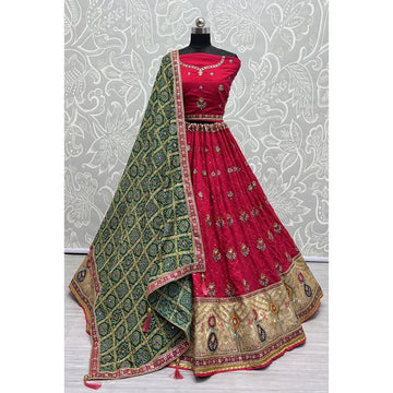 Embroidered Round Neck Silk Women's Lehenga Choli Set
