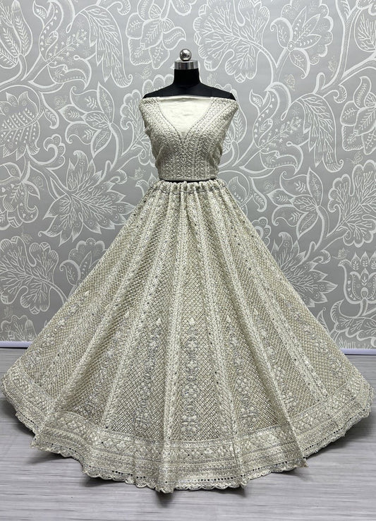 Steel Golden Color Lehenga Choli With Net Dupatta