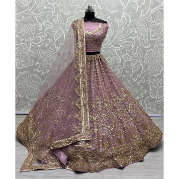Light Pink Color Lehenga Choli With Net Dupatta