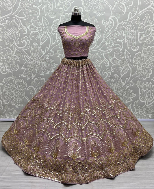 Light Pink Color Lehenga Choli With Net Dupatta