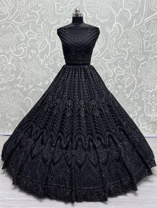 Black Color Lehenga Choli With Net Dupatta