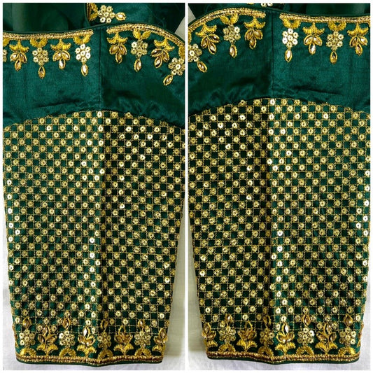 Elegant Green Banglori Silk Embroidered Blouses: Classic Fashion for Women