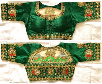 Malbari,Net Green Designer Net Blouse