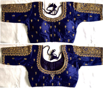 Fentam silk with handwork zari and thread work ready made blouse