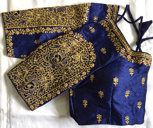 Fentam silk with handwork zari and thread work ready made blouse