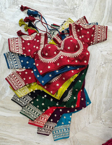 Floral Embroidery Pattern Readymade Designer Saree Blouse