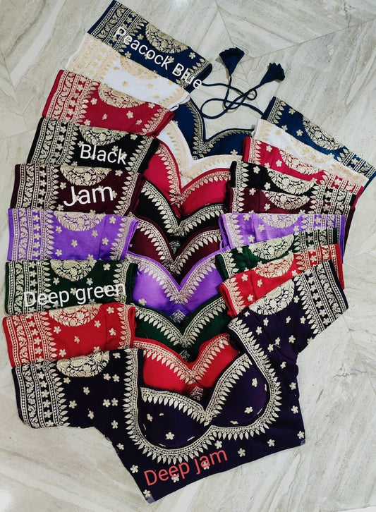 Floral Embroidery Pattern Readymade Designer Saree Blouse
