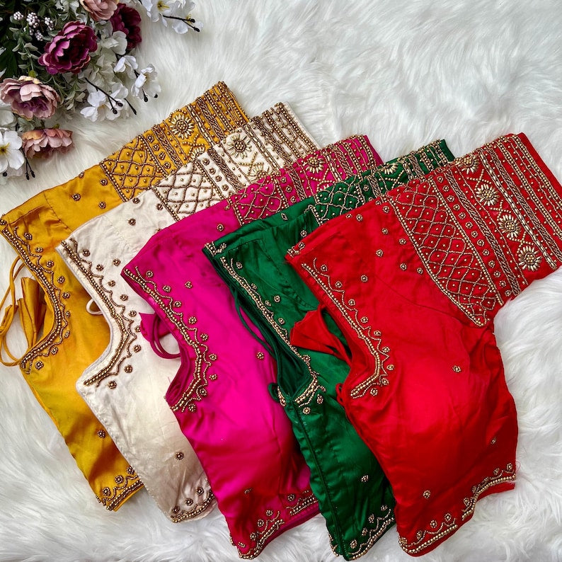 Silk Zari Trendy And Latest Maggam Work Blouse Design With Stitching