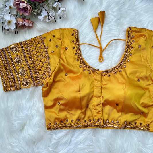 Silk Zari Trendy And Latest Maggam Work Blouse Design With Stitching