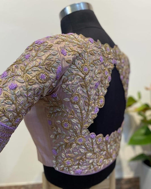 Gold Work kardana n zardosi net hands work Readymade Blouse