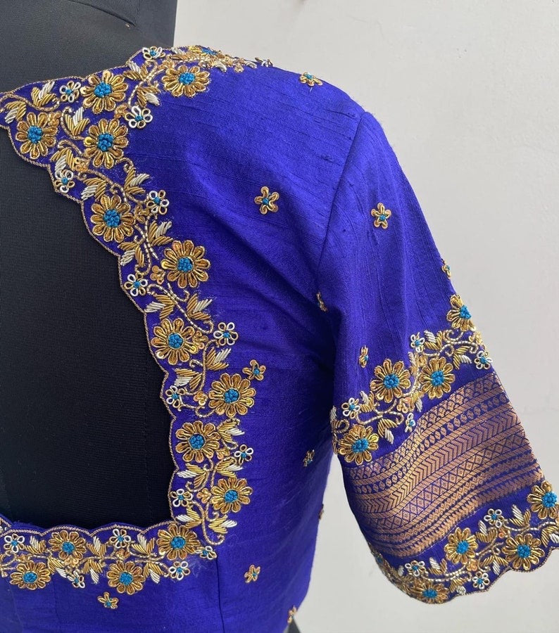 Stone studded Gold Work kardana n zardosi net hands work Ready to wear Blouse