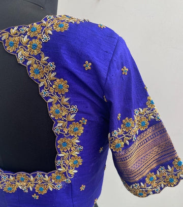Stone studded Gold Work kardana n zardosi net hands work Ready to wear Blouse