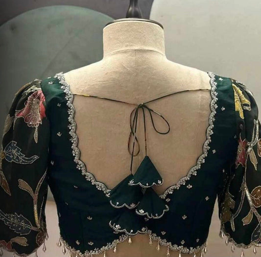 Stone studded Gold Work kardana n zardosi net hands work Ready to wear Blouse