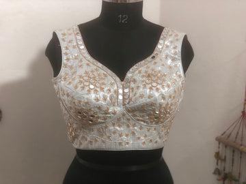 Stone studded Gold Work kardana n zardosi net hands work Ready to wear Blouse