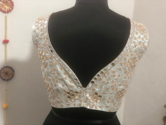 Stone studded Gold Work kardana n zardosi net hands work Ready to wear Blouse