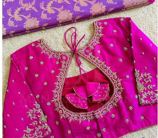 Stone studded Gold Work kardana n zardosi net hands work Blouse ready to wear