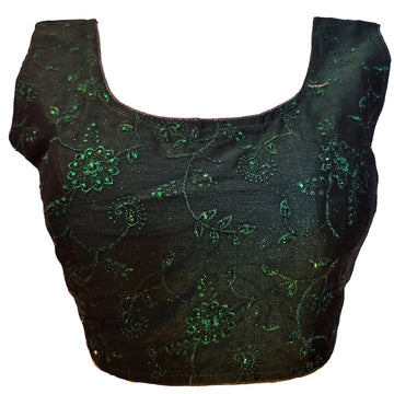 Readymade Crop Top, Two Tone, Thread & Diamond work, Boutique Wedding Designer Partywear Saree blouse