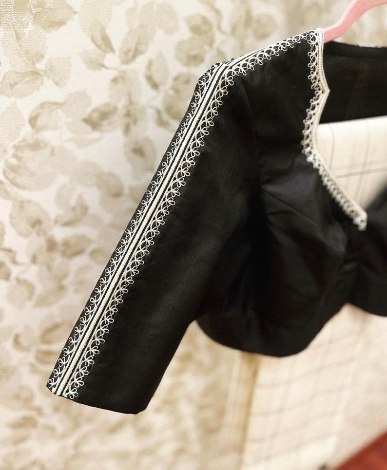 pure silk black hand embroidery blouse