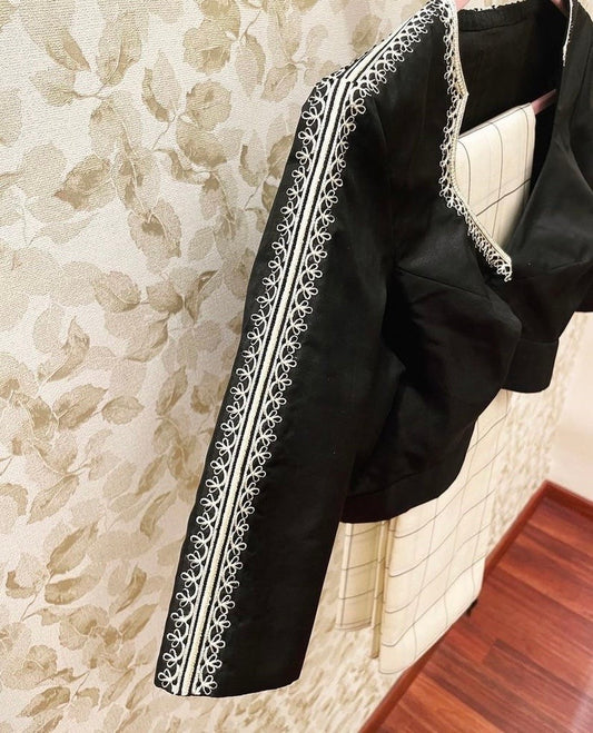 pure silk black hand embroidery blouse